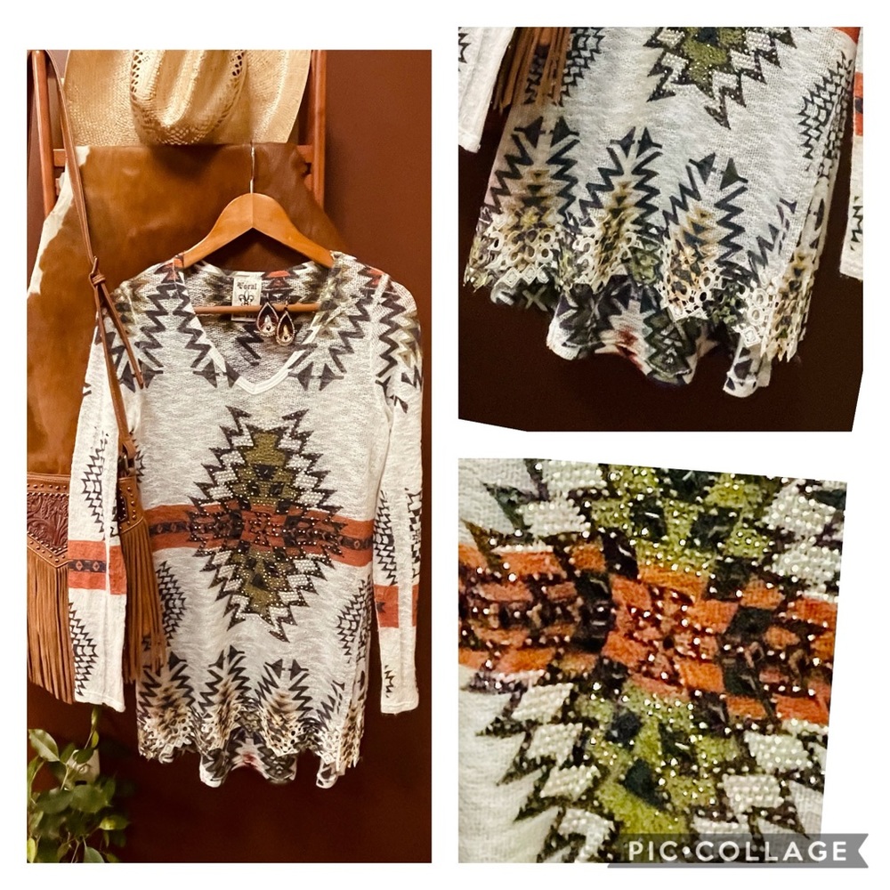 Southwest style light sweater